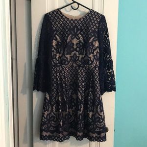 Eliza J Lace Long-Sleeve Dress
